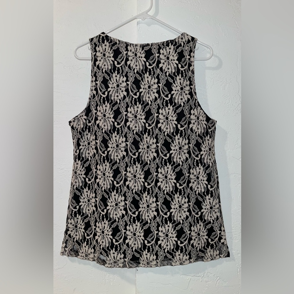 Alfani Black Tank Top with Cream Lace Overlay - Picture 2 of 9